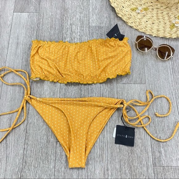 STONE FOX Java Golden Daisy Dot Bikini Set👙L - Picture 1 of 6
